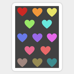 A rainbow of hearts pattern Sticker